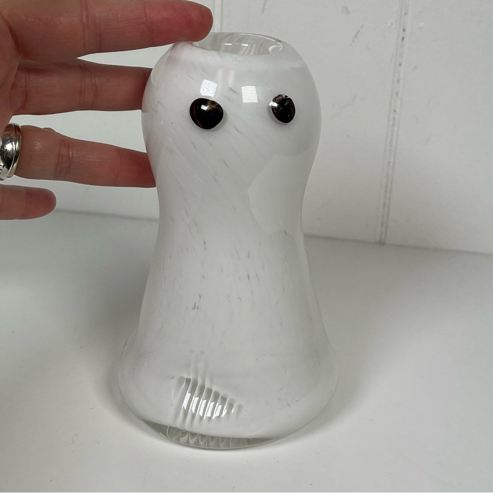 Blown Glass Handblown Art Glass White Ghost Vase Halloween Decor